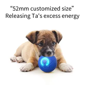 Interactive Automatic Rolling Dog Ball with LED Lights, Motion Activated Shaking Vibrating Dog Toy, Durable TPR Chew Ball, USB Rechargeable Interactive Pet Toy for Dogs