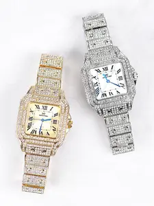Montres Carlo Women's 28mm Quartz Watch Elegant Gold Timepiece with Iced-Out Design & Roman Numerals Style for Classic Elegance