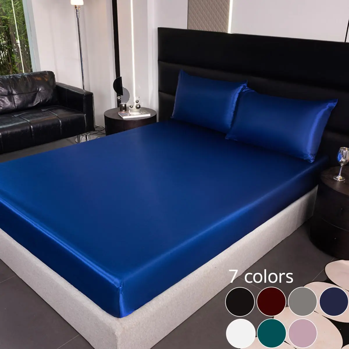 Solid Color Satin Fitted Sheet Set, Silky Fitted Sheet, Soft Comfortable Breathable Bed Sheet, Bedding Supplies for Home Bedroom Hotel Dormitory, Satin Bed Sheets, Polyester Bedding