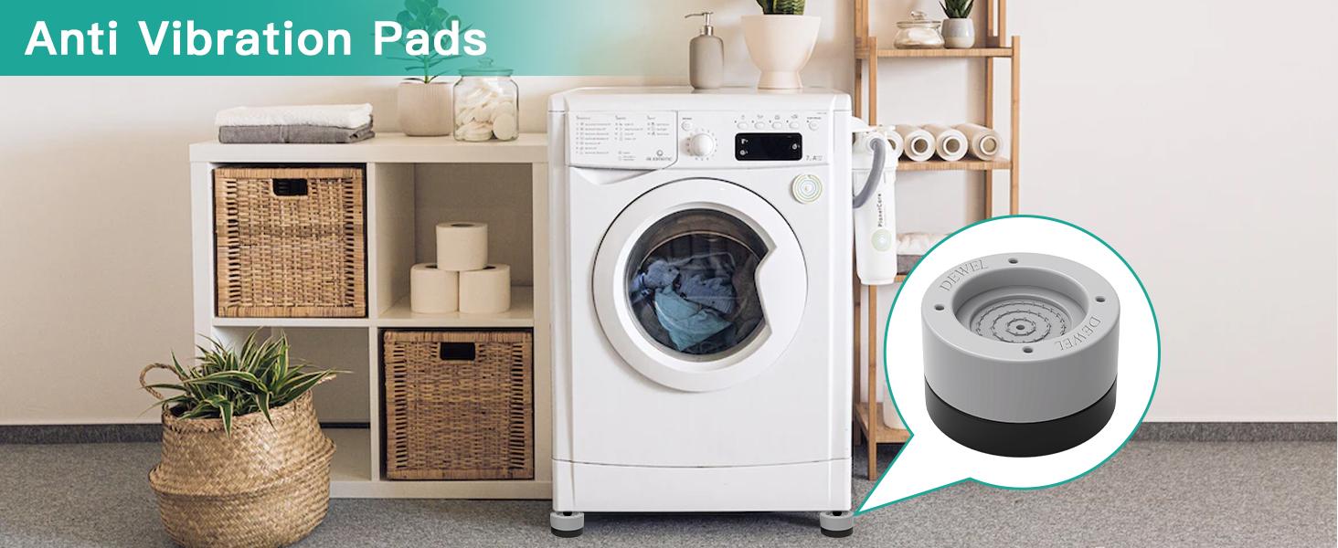 Anti-Vibration Washing Machine Support Pads - Shock & Noise Cancelling Stabilizer Mat, No More Walking or Shaking, Floor Protector for Washer & Dryer (4 Pcs)