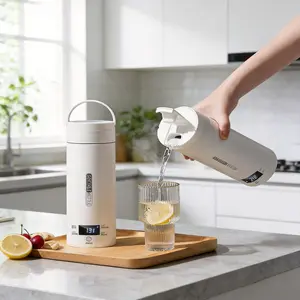 Portable Electric Kettle with 4 Temperature Controls | Mini Travel & Home Kettle for Fast Heating Water. Compact Tea/Coffee Maker, Ideal for On-the-Go, Kitchen, Office & Daily Use. White