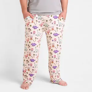 PREHISTORIC PARADISE | MINT TRIM PASTEL DINOS |  Relaxed Fit Unisex Pants | READY TO SHIP