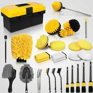 27 Pcs Car Detailing Kit Interior and Exterior - Drill Brush Set & Detailing Brushes for Car Cleaning, Wheel & Interior Deep Clean, Complete Car Wash Kit with Towels, Perfect Gift for Car Lovers