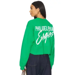 Junk Food Eagles Bling Crop Crew Sweatshirt in Kelly