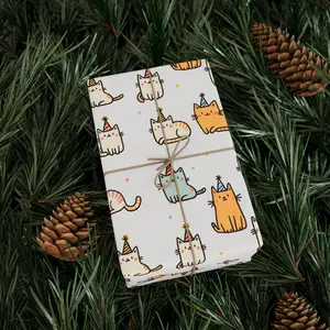 Cat Birthday Wrapping Papers - Kitten Birthday Wrapping Paper -