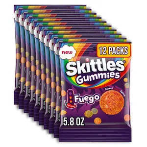 SKITTLES GUMMIES Fuego Sweet & Spicy Candy, 5.8 oz Bag (Pack of 12), Chewy Fruity Gummy Snack with a Spicy Twist