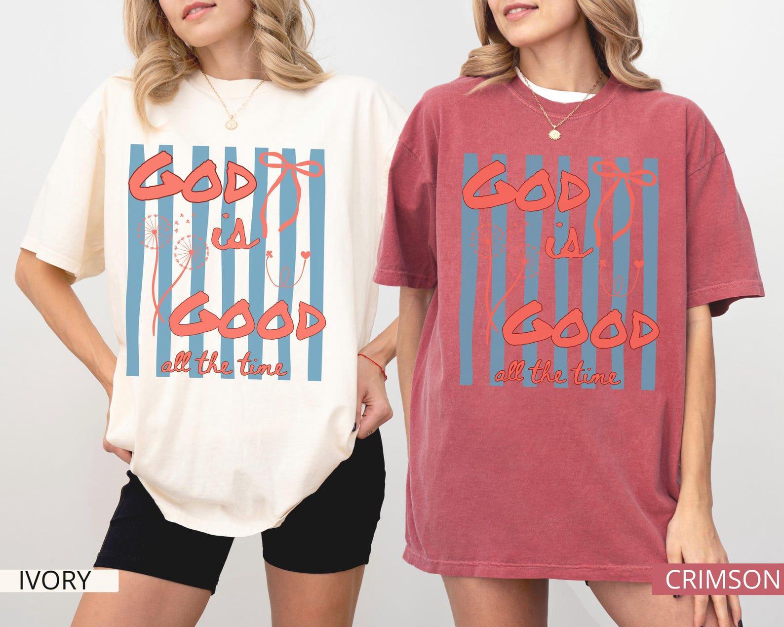 Comfort Colors God Is Good All The Time Shirt, Striped Christian Faith Tee Bible Verse Shirt, Religious Gift, Church Outfit