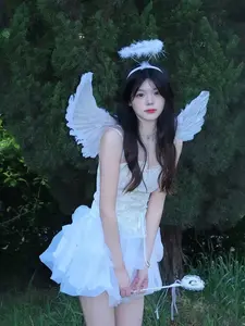 3-Piece Fashion Angel Wing Set, Angel Wings, Magic Wand, Angel Headpiece Combo, Perfect for Carnivals, Festive Parties, and Dance Performances