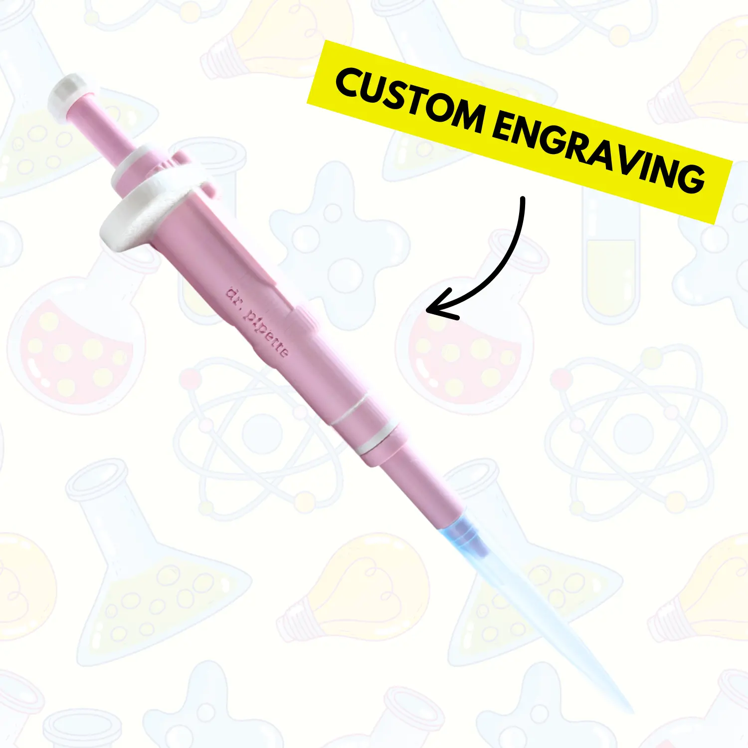 Ultra-Realistic Plunger Dr. Pipette Pen (Blush Pink), Retractable, 3D-Printed, Custom Engraving Option, Ballpoint Ink, Standard Refill, Cartridge Mechanism Pens & Refills, Cute Pink Pens & Refills