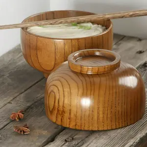 1pc Real Wood Creative Wooden Bowl, Home Use Round Eating Bowl, Durable Natural Material, Perfect for Daily Dining Tableware