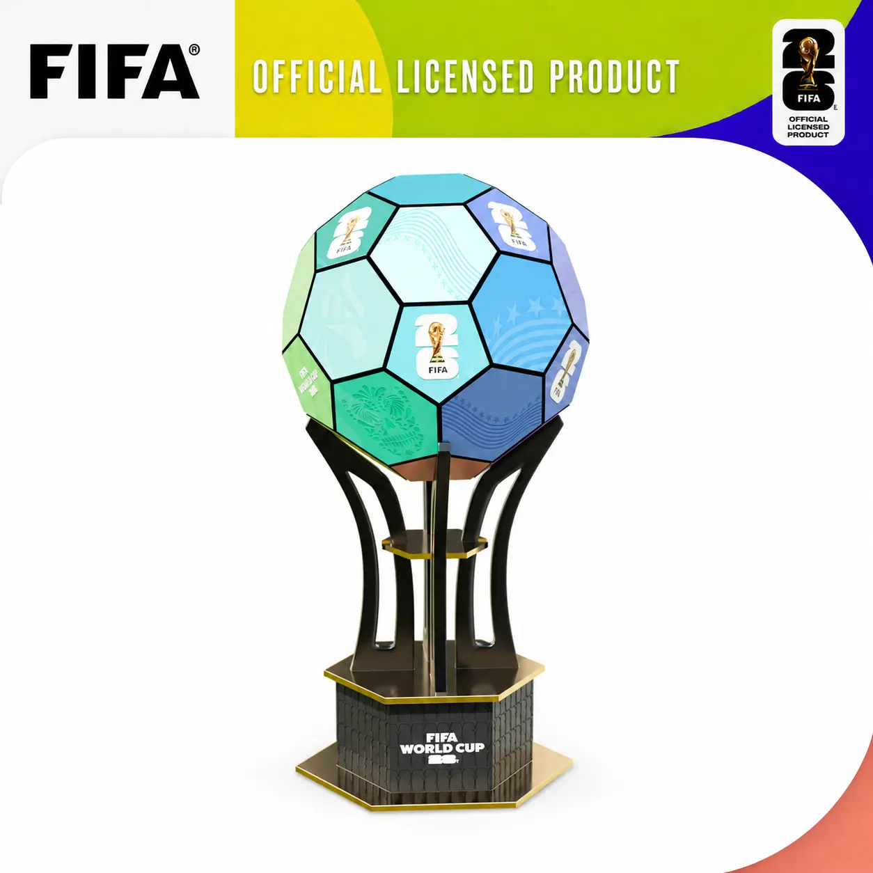 FIFA World Cup 2026 Officially Licensed 3D Wooden Soccer Ball Puzzle, 165-Piece DIY Assembly Model Kit, Soccer Collectible Desk Decor for Home Office Bar Shelf, Gift for Soccer Fans, 3D Golden Ball Cup, Collectible Item, Vibrant campingessentials