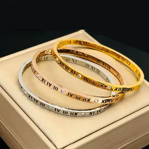 European and American titanium steel bracelet, fashionable and personalized Roman numeral bracelet, simple bracelet with accessories for women