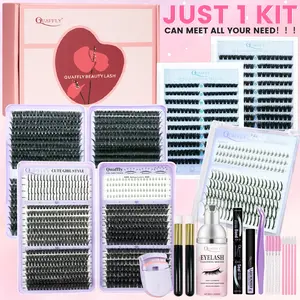 Lash Extension Kit With Individual Spikes and Bottom Lashes 5 Box  False Eyelash Extensions D Curl With Lash Bond & Seal Lash Remover Eyelash Extension Tweezers Lash Curler  Eyelash Cleansing Mousse Clean Brush*2  Mascara Brush*5 Micro Applicator Brush*5