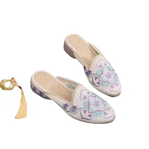 2026 Spring/Summer Collection: Traditional Chinese Style Embroidered Shoes, Ancient Style Cheongsam Shoes, Low-Heel Embroidered Slippers, Tea Dress Shoes, Women's Slippers