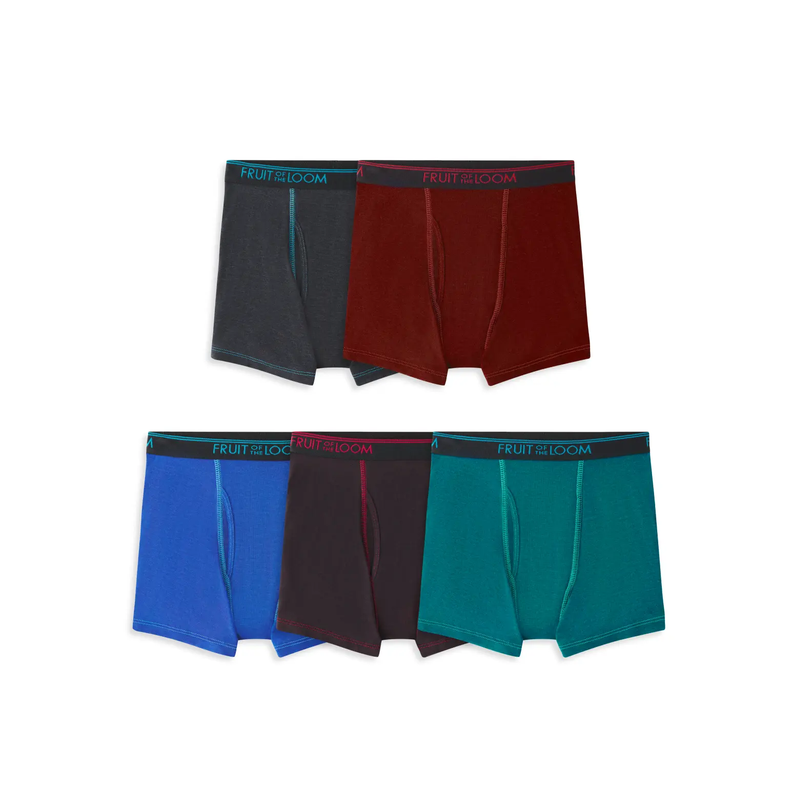 FRUIT OF THE LOOM Boys' True Comfort 360-Stretch Boxer Briefs, 5-Pack