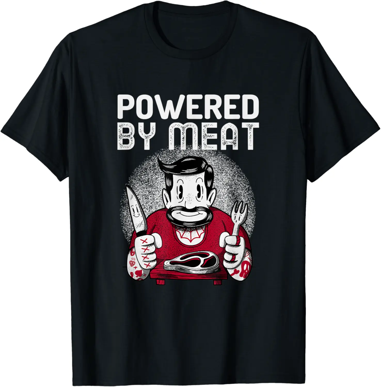 Powered By Meat Funny Carnivore Gifts For Men And Women T-Shirt - Anarosavill Shop 69B09WTMT4DN