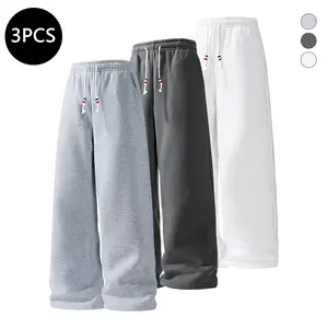 3-Pack Men’s Straight-Leg Casual Pants for Spring/Autumn — Trendy, Versatile Loose Fit Athletic Jogging/Running Pants