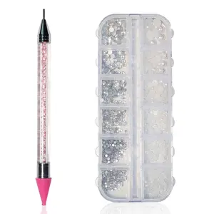2700 pcs Pearl Nail Charms and Crystals Rhinestones Diamonds Kit with Premium Wax Pencil for Nail Decorations and Nail Art, Nail Charms and gems - Gifts for Women