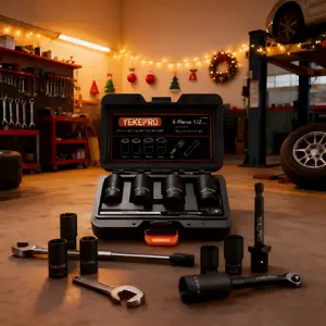 YEKEPRO 6-Piece Lug Nut Removal Tool Set 1/2-inch Drive Impact Twist Socket 17-22MM & Bolt Extractor for Damaged Frozen Rusted Nuts Screws CR-MO Steel