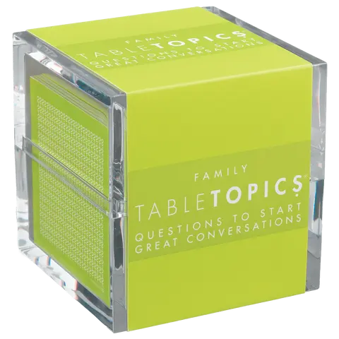 TableTopics Family Conversation Cards for Kids & Parents with 135 Questions for Fun & Connection at Dinnertime, Game Night, & Classrooms
