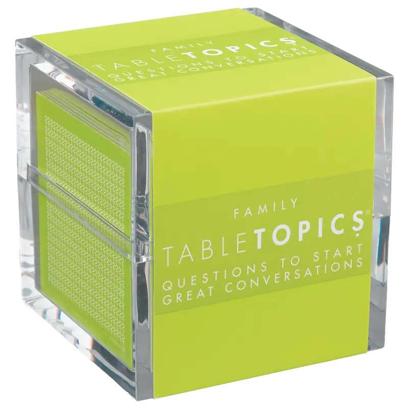 TableTopics Family Conversation Cards for Kids & Parents with 135 Questions for Fun & Connection at Dinnertime, Game Night, & Classrooms