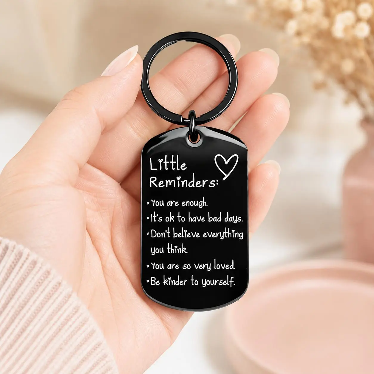 Little Reminders Keychain for Women Men, You Are Enough Inspirational Keyring, Uplifting Gift for Friends