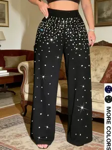 Plus Size Women's Casual Pants, Comfortable High Waist Wide Leg Jeans, Stylish Loose-Fitting Denim for Everyday Wear, Womenswear