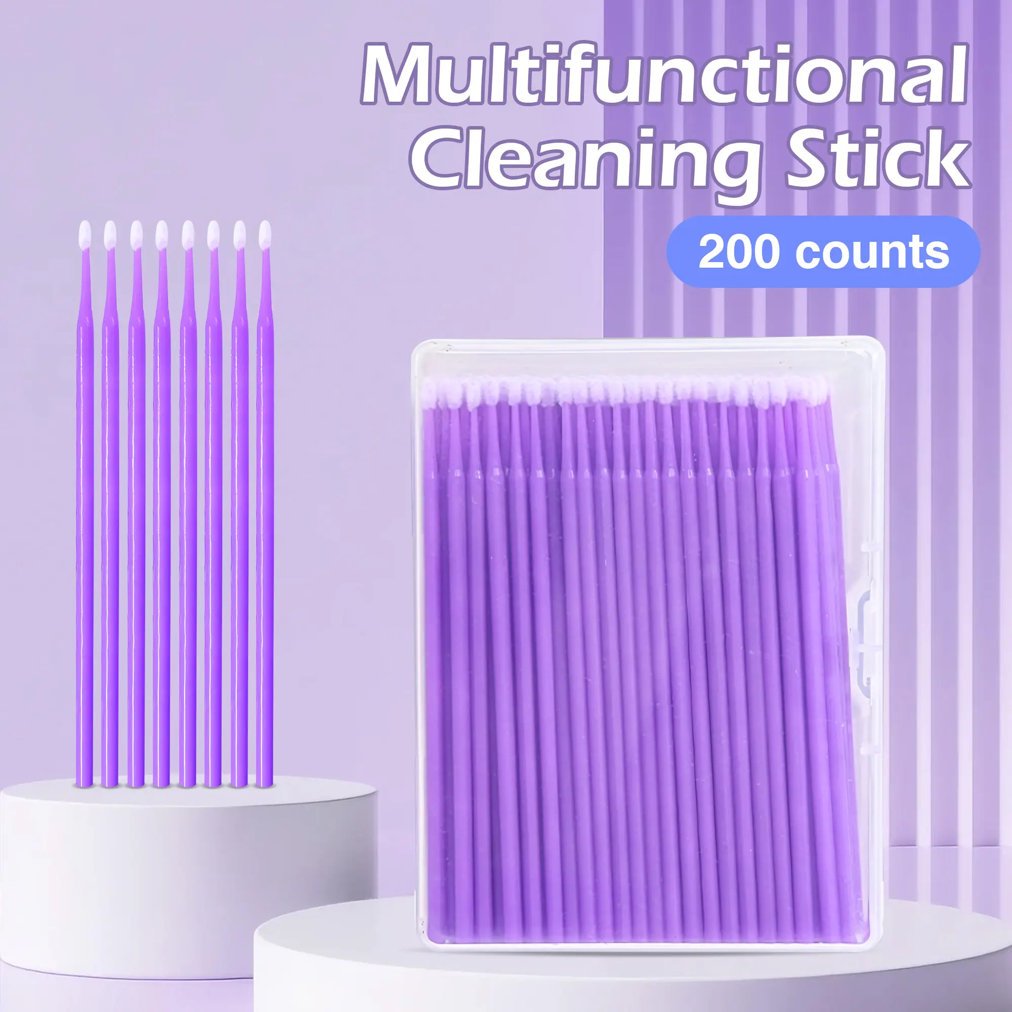 200 Counts miniature applicators, multi-use sticks for makeup and device cleaning