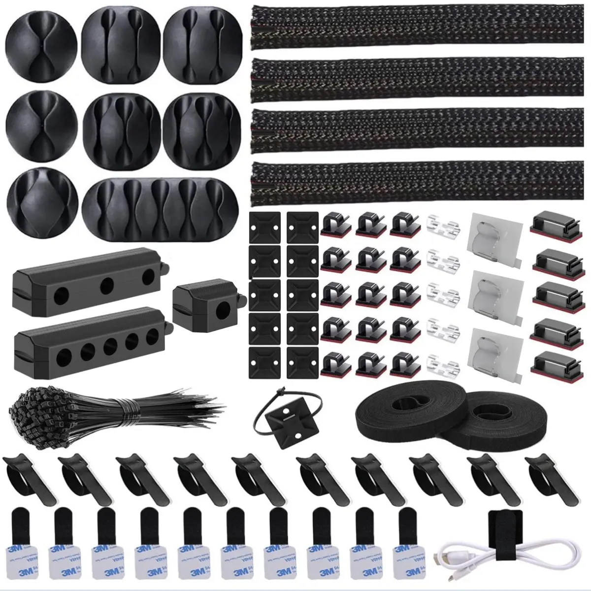 175pcs Complete Cable Management Organizer Kit, Cord Organizer, Cable Organizers, 3 Magnetic Cable Holders, Cord Holders For Cables, 38 Self-Adhesive Cable Clips, Office Desk Accessories, Office Supplies, Easy Installation for Home & Office