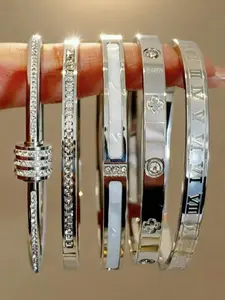 1/5pcs Personalized Multi-Color Stainless Steel Bracelet Set, Unique Design, Fashionable, Multi-Element Design, Exquisite Ideal Gift, Non-Fading Jewelry, Stylish
