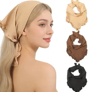 AWAYTR 3Pack Fashion Bandanas for Women Boho Head Bands Tie-Back Solid Color Triangle Non-slip Head Scarf Head Kerchief for Girls