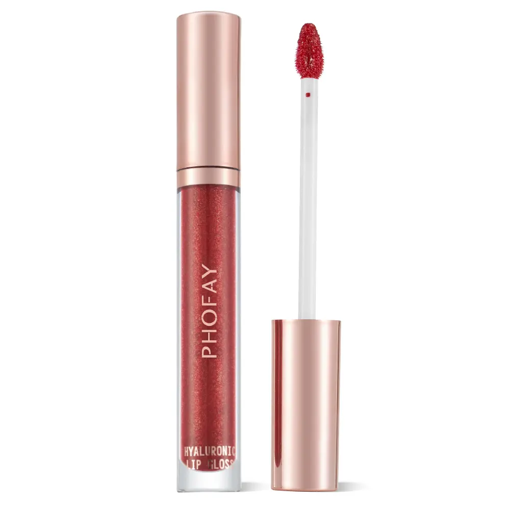 PHOFAY Hyaluronic Acid Plumping Lip Gloss, Hydrating Lip Care Cosmetic with a Long-Lasting Glossy Red Shimmer, Moisturizer, Hydrate, Makeup, All Skin Types