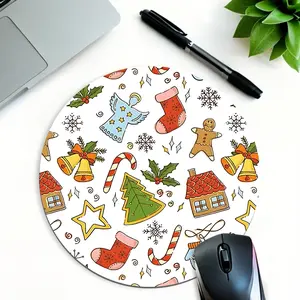 Christmas Ornament Mouse Pad White Small Round Mouse Pads Festive Style Gaming Mousepad Desk Pad Non-Slip Rubber Base for Christmas Holiday or Office Work and Home Desktop Decor A Gift for Friends