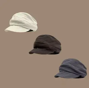 Japanese Yamamoto Style Niche Layered Design Thin Breathable Octagonal Hat Versatile Face Slimming Artistic Painter Hat for Various Occasions
