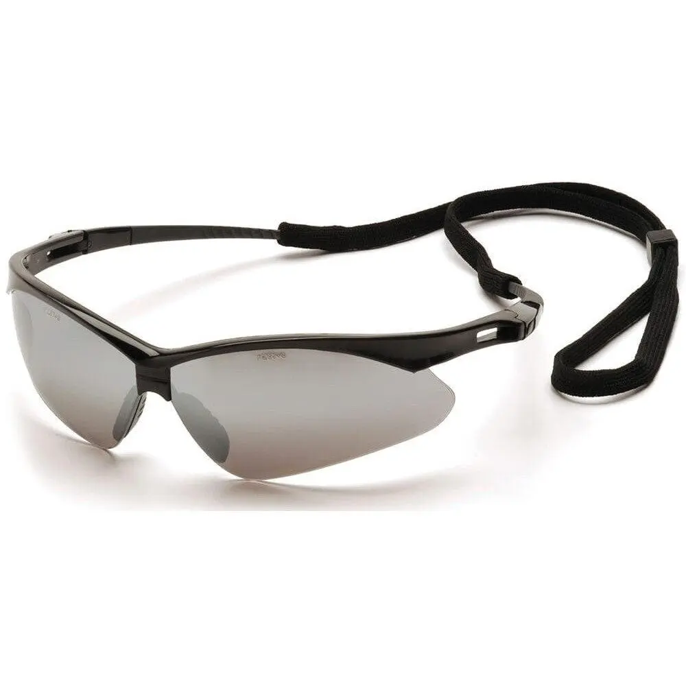 Sporty Wraparound Safety Glasses, Flexible Black Frame with Silver Mirror Lens, ANSI Z87-Rated for Active Workers, 99% UV Protection, 99% Protection From Uv-A And Uv-B