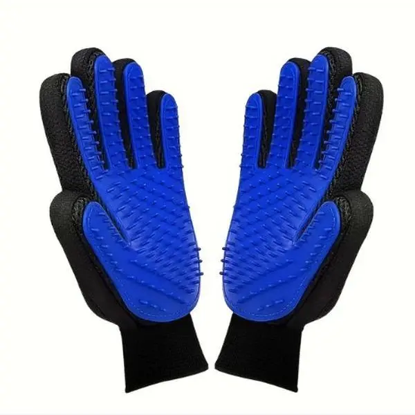 Dog & Cat Shedding Grooming Kit, 2-Piece Silicone-Tipped Soft Palm Grooming Gloves, Everyday Grooming Deshedding & Bathing Tools, Captures Shed Hair, Reduces Loose Fur, Easy to Clean