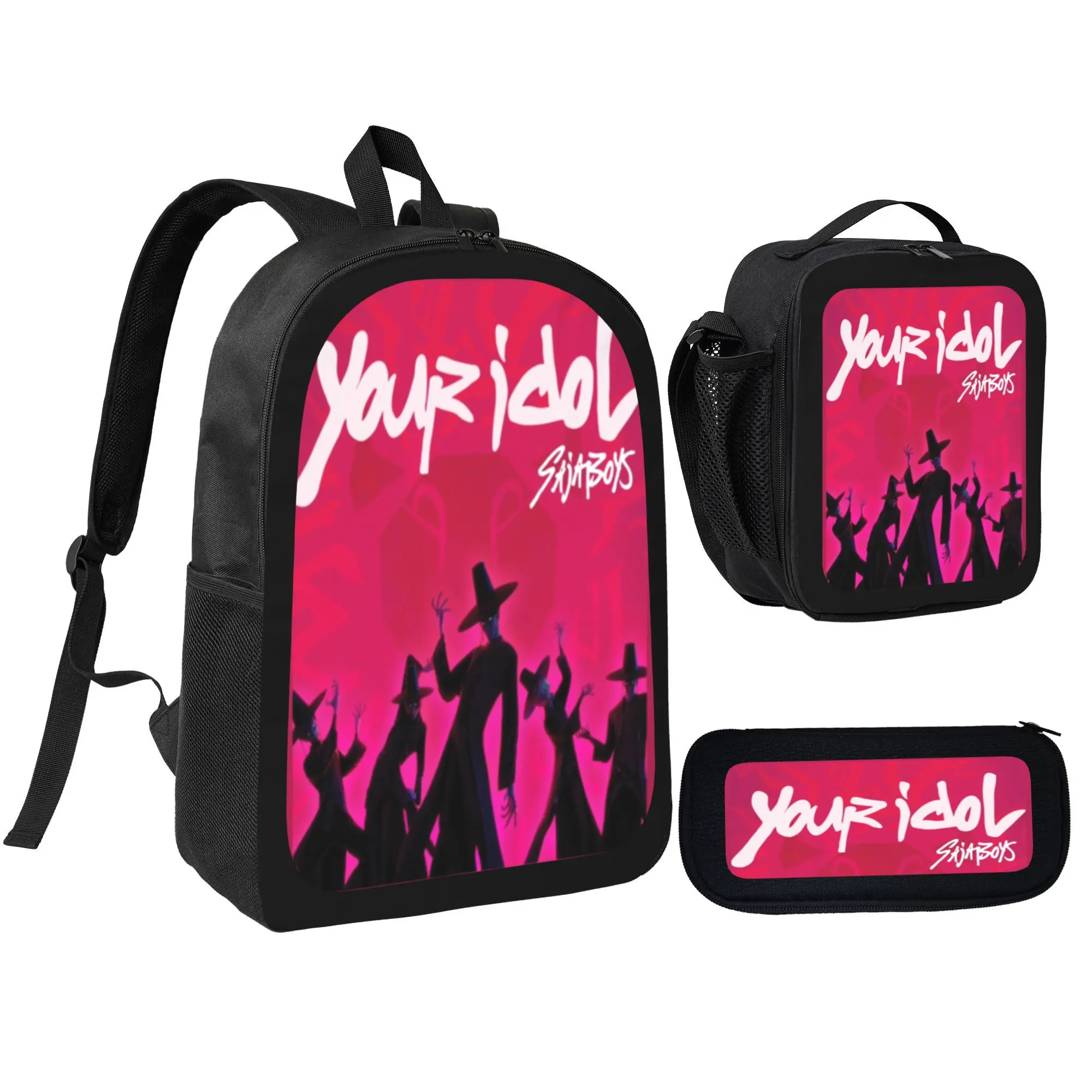K-Pop 3-Piece Backpack Set KDH School Bag, Pouch, Insulated Lunch Bag - Spacious Storage for All Kpop Fan Essentials