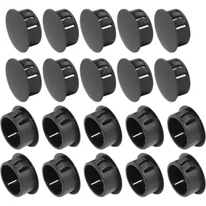 30 Pcs 22mm (7/8") Black Hole Plugs, Plastic Flush Type Panel Plugs Fastener Cover, Round Plastic Snap in Locking Tubing Plug for Kitchen Cabinet Furniture