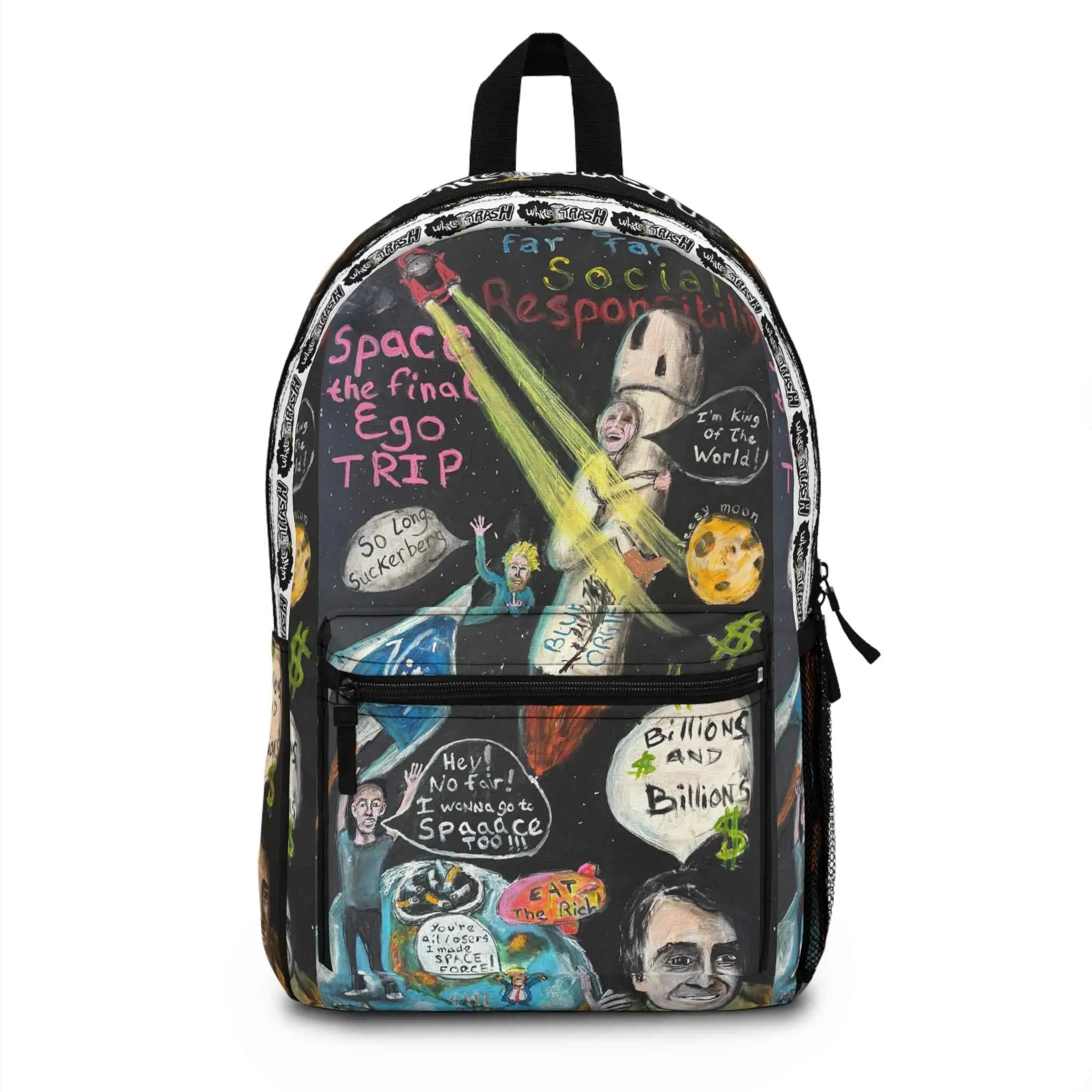 Unisex Creative Original Artwork Print Backpacks for Women - Durable Polyester, Zipper Closure, Multiple Pockets, Functional Daily Luggage Bag
