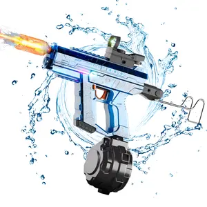 Electric Water Blaster Toy for summer, With Non-Removeable Orange Muzzle and LED Muzzle, 800ML Large Water Tank, 32 Feet Long Shooting Range Pool Party Toy Gift, lead effect, Dealsforyoudays