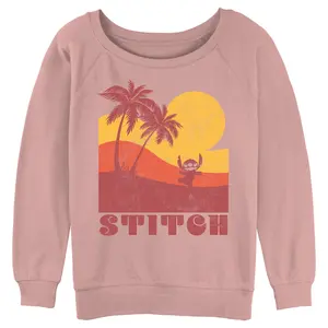 Junior's Lilo & Stitch Colorblock Sunset Stitch Sweatshirt