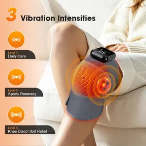 Hot compress vibrating knee joint massager, extended heating knee pad, 3 types of vibration and 3 levels of hot compress, massage knee pad, adjustable extension strap for joint discomfort, suitable for gifting to parents and friends