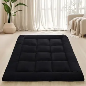 Floor Mattress Foldable & Portable Roll Up Futon Mattress 3" Black Tatami Mat for Adult and ,Shredded Memory  Filled with Straps Sleeping Pad Suitable for Camping,60"x 80"  Size