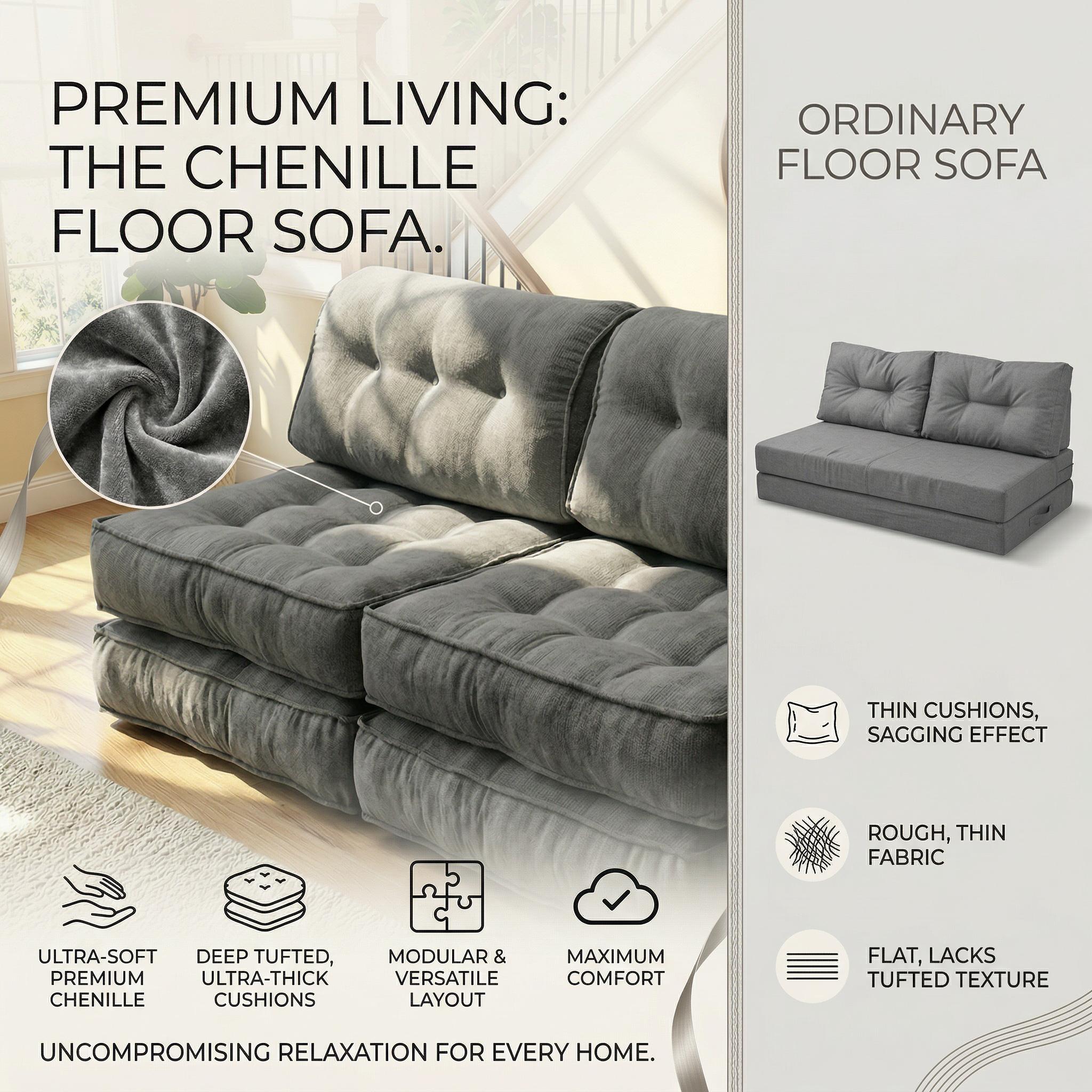 Indoor reading and resting single convertible sofa bed, simple folding and space saving small sofa, can be used in multiple combinations without assembly, compressed and packaged for safe transportation