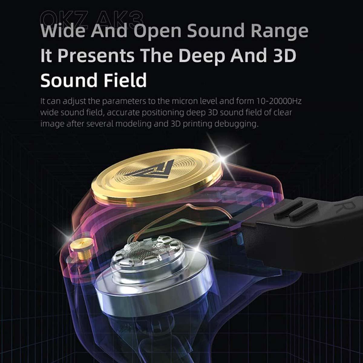 1/2Pcs Wired Gaming Earbuds, QKZ AK3 in Ear Monitors Headphones, Deep Bass Sound Wired Earbuds, HiFi in Ear Headphones with 1DD 10mm Dynamic Driver, IEM for Music Gaming Video Calling