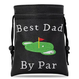 Golf Zippered Bag with Embroidery, Handheld Waist Bag, Velvet Lining, Small Ball Bag with Drawstring, Small Item Storage