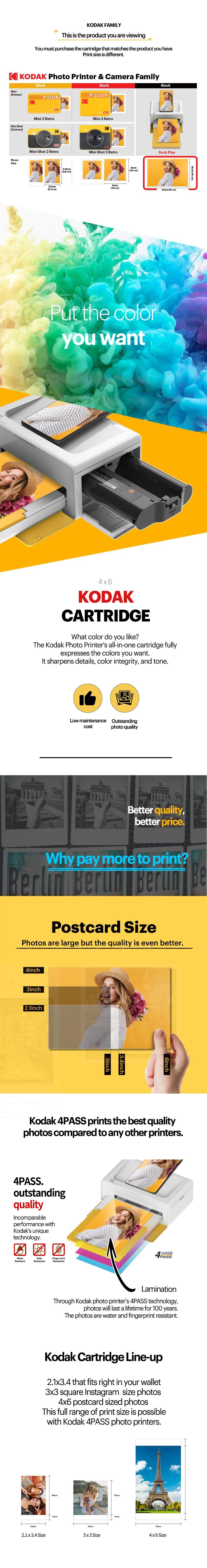 KODAK 4PASS Film Cartridge (4x6 inches) for KODAK Dock and Dock Plus, 80 Sheets Camera Long Lasting