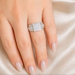 Anillo estilo princesa plata 925 con Moissanite Certificado medida 7 sólido