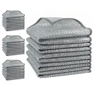 PrimPick Household metal wire dishcloths, 20 reusable metal wire cleaning cloths, dry and wet dual-purpose anti-scratch, ultra-fine fibers, Microfiber Cleaning Cloths, Microfiber cleaning rags, kitchen cleaning supplies
