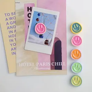 Random Color Happy Face Design Fridge Magnet for Room Decor, 10pcs Cute Whiteboard Magnet, Kitchen Decor Ideas, Cartoon Round Fridge Magnet for Summer Home Decor